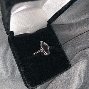 Coffin shaped black stone ring. Size 10